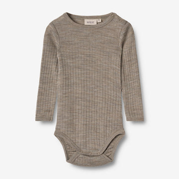 Wheat SMU Langarm Body aus Wolle/Seide Liea Underwear/Bodies 3204 khaki melange