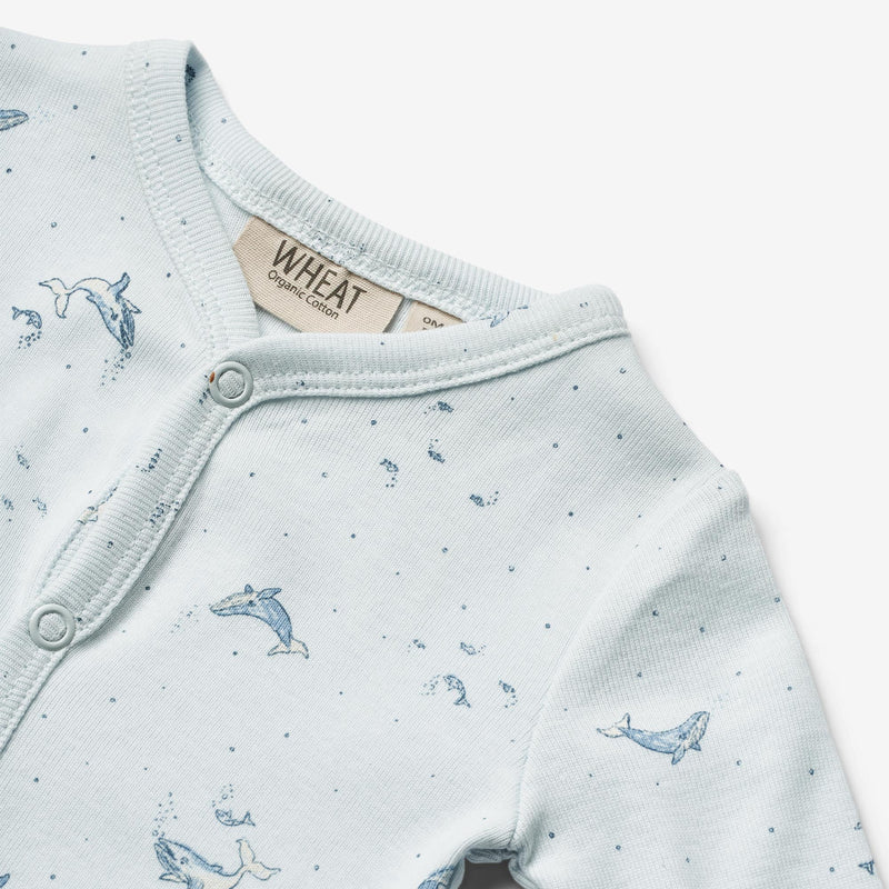 Wheat Main  Langarm Strampler Dusty Jumpsuits 4032 light blue whales