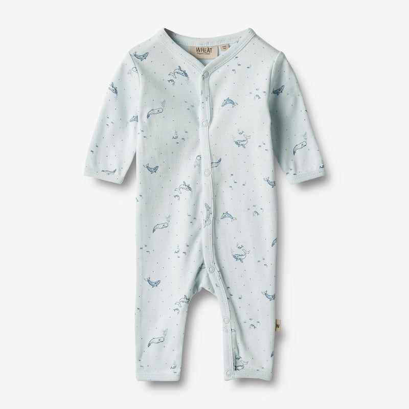 Wheat Main  Langarm Strampler Dusty Jumpsuits 4032 light blue whales