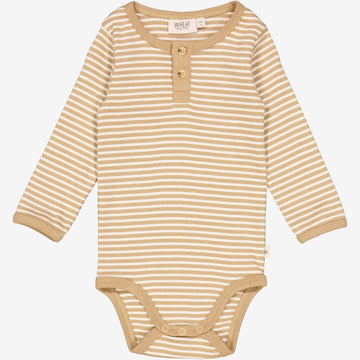 Wheat Main  Langarmbody Placket Underwear/Bodies 3307 cappuccino stripe