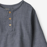 Wheat Main Langarmhemd Bjørk Shirt 1312 greyblue slub stripe