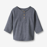 Wheat Main Langarmhemd Bjørk Shirt 1312 greyblue slub stripe