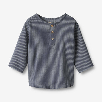 Wheat Main Langarmhemd Bjørk Shirt 1312 greyblue slub stripe