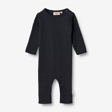 Wheat Wool  Jersey-Strampler aus Merinowolle | Baby Jumpsuits 1432 navy