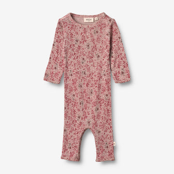 Wheat Wool   Jersey-Strampler aus Merinowolle gerafft | Baby Jumpsuits 2392 cherry flowers