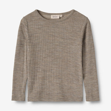 Wheat SMU Langärmliges T-Shirt aus Wolle Alfie Jersey Tops and T-Shirts 3204 khaki melange
