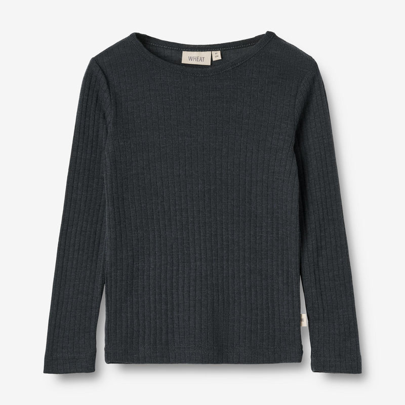 Wheat Wool Langärmliges T-Shirt aus Wolle Alfie Jersey Tops and T-Shirts 1432 navy