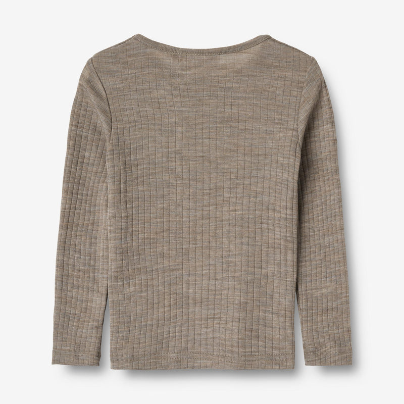 Wheat Wool Langärmliges T-Shirt aus Wolle Alfie Jersey Tops and T-Shirts 3204 khaki melange