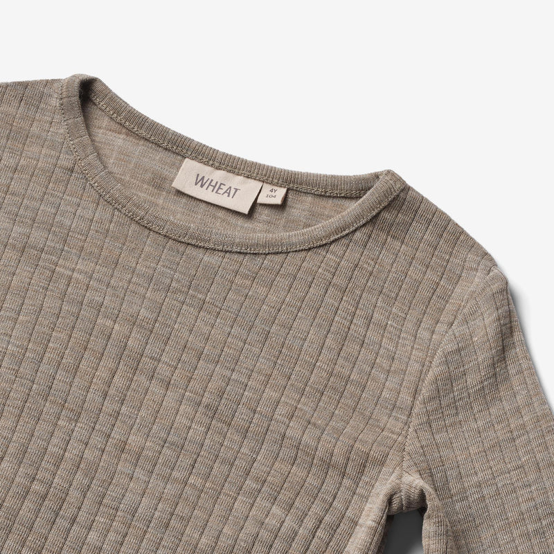 Wheat Wool Langärmliges T-Shirt aus Wolle Alfie Jersey Tops and T-Shirts 3204 khaki melange