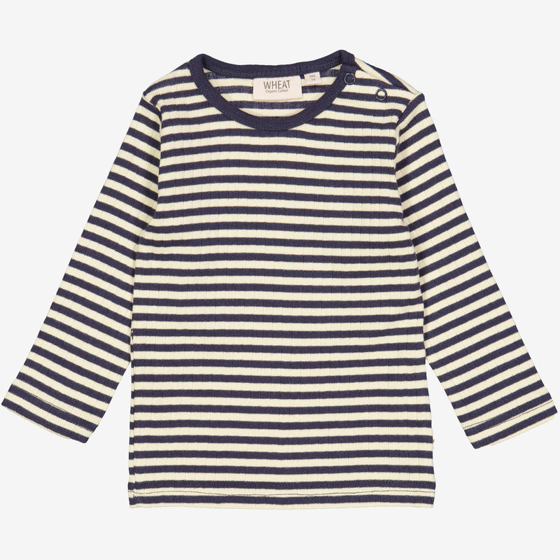 Wheat Main  Langärmliges, gestreiftes T-Shirt | Baby Jersey Tops and T-Shirts 1387 midnight stripe