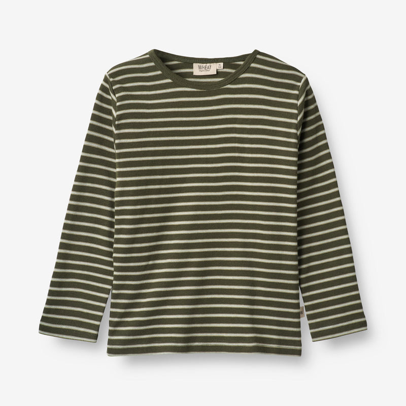 Wheat Main  Langarmshirt Stig Jersey Tops and T-Shirts 4076 dark green stripe