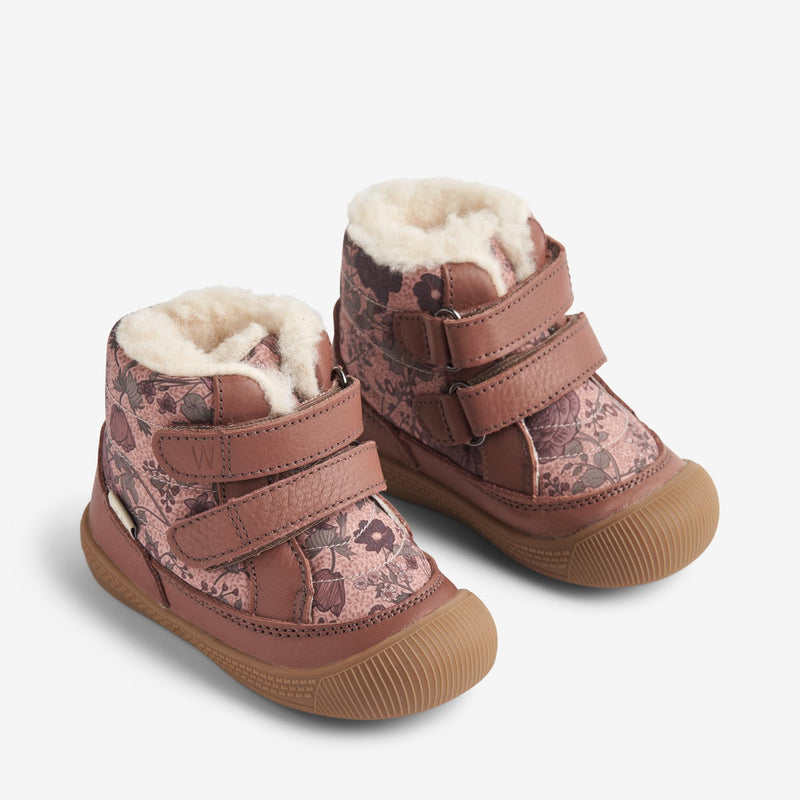 Wheat Footwear Lauflern-Stiefel Daxi Wolle Print | Baby Prewalkers 2163 dusty rouge 