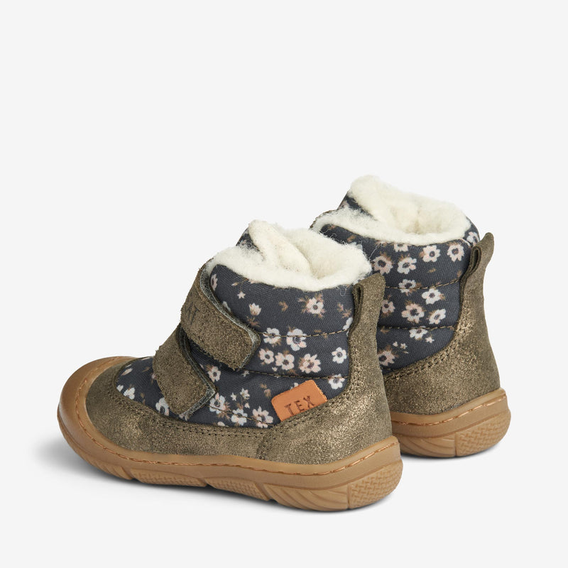 Wheat Footwear Lauflernschuh Dowi Klett Tex | Baby Prewalkers 0035 black flowers