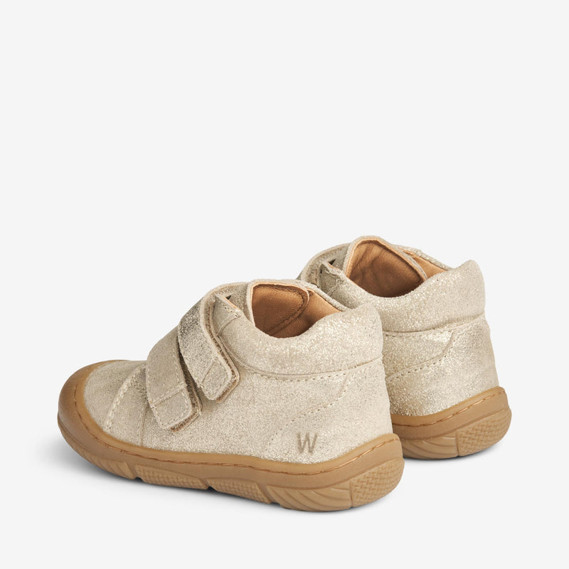Wheat Footwear Lauflernschuh Ivalo Klett glitzernd | Baby Prewalkers 0171 grey