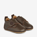 Wheat Footwear Leder-Hausschuh Dakota | Baby Indoor Shoes 3053 dark brown