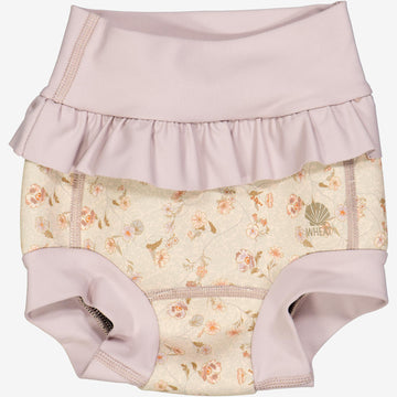 Wheat Main  Neopren Badehose mit Rüsche | Baby Swimwear 1492 purple poppy flowers