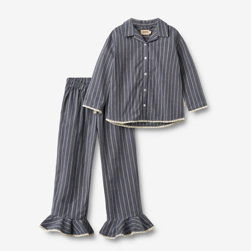 Wheat Main Pyjamas Fie Home 4339 blue holiday stripe