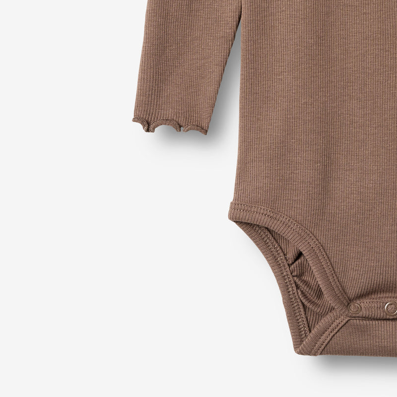 Wheat Main Ripp-Body mit langen Ärmeln, Regitze Body 9573 toffee brown