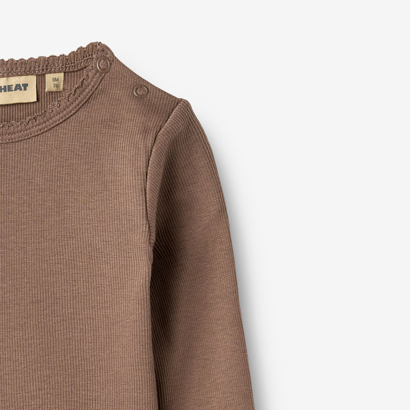 Wheat Main Ripp-Body mit langen Ärmeln, Regitze Body 9573 toffee brown