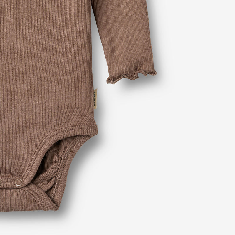 Wheat Main Ripp-Body mit langen Ärmeln, Regitze Body 9573 toffee brown