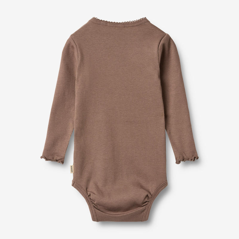 Wheat Main Ripp-Body mit langen Ärmeln, Regitze Body 9573 toffee brown