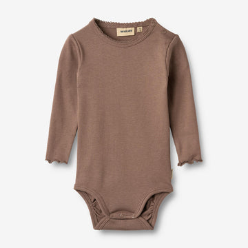 Wheat Main Ripp-Body mit langen Ärmeln, Regitze Body 9573 toffee brown