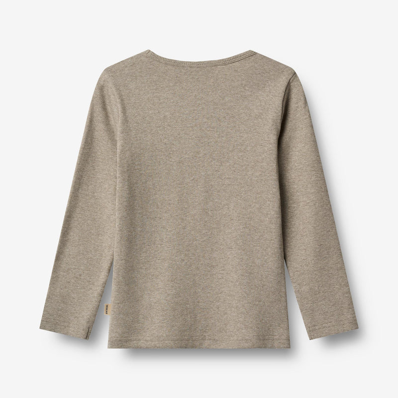 Wheat Main Ripp-T-Shirt L/S Stig Jersey Tops and T-Shirts 0072 gravel melange