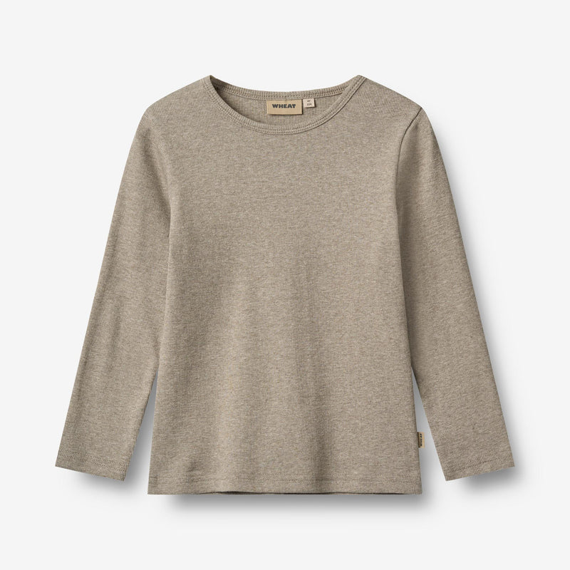 Wheat Main Ripp-T-Shirt L/S Stig Jersey Tops and T-Shirts 0072 gravel melange