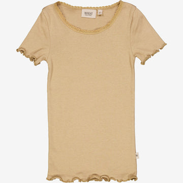 Wheat Main  Ripp-T-Shirt Lace Jersey Tops and T-Shirts 3308 latte