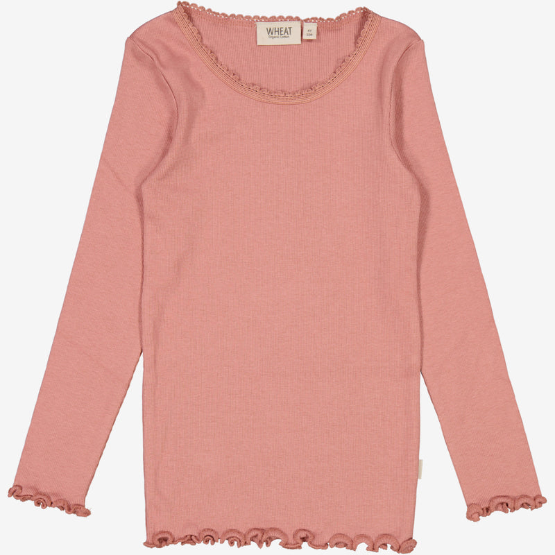 Wheat Main  Ripp-T-Shirt Lace LS Jersey Tops and T-Shirts 2021 old rose
