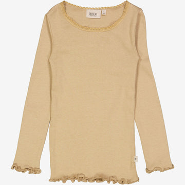 Wheat Main  Ripp-T-Shirt Lace LS Jersey Tops and T-Shirts 3308 latte