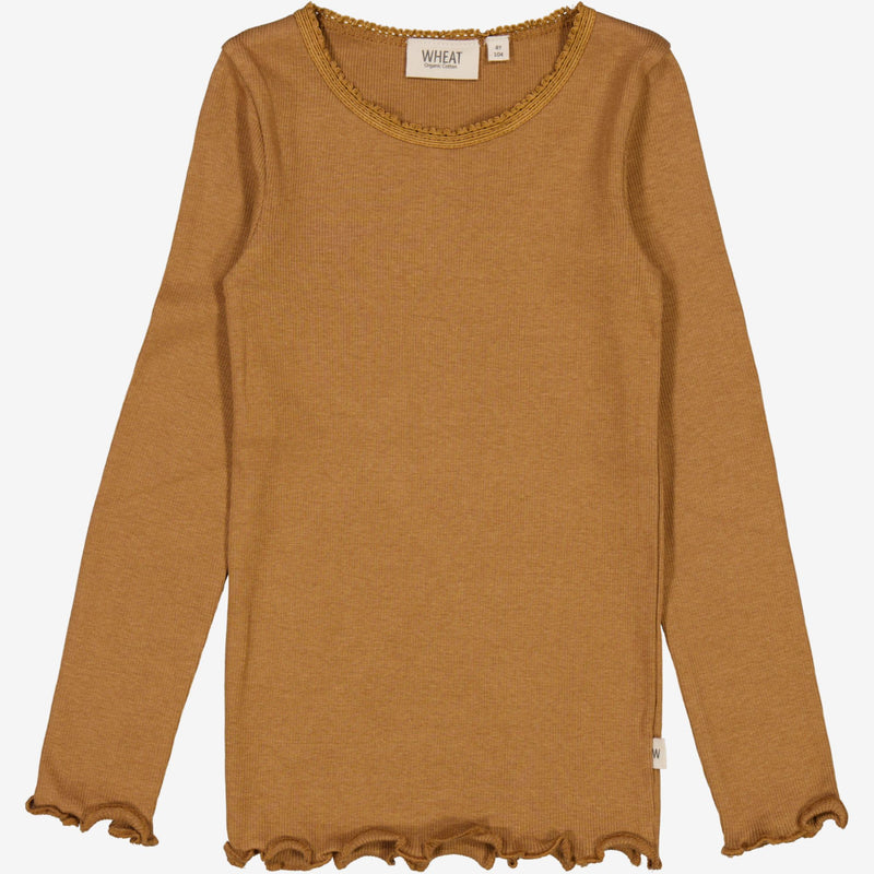 Wheat Ripp-T-Shirt Lace LS Jersey Tops and T-Shirts 5073 caramel