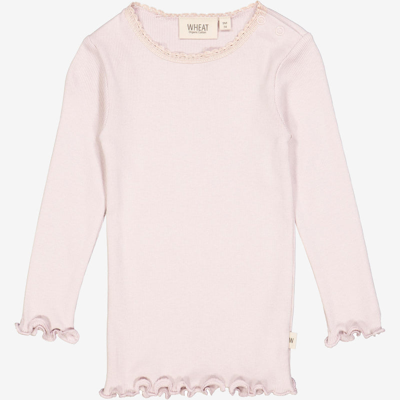 Wheat Ripp-T-Shirt Lace LS | Baby Jersey Tops and T-Shirts 1354 soft lilac