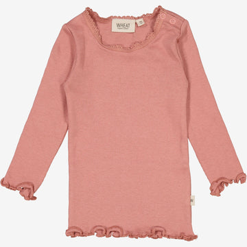 Wheat Main  Ripp-T-Shirt Lace LS | Baby Jersey Tops and T-Shirts 2021 old rose