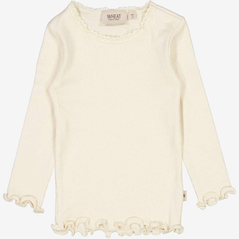 Wheat Ripp-T-Shirt Lace LS | Baby Jersey Tops and T-Shirts 3129 eggshell 
