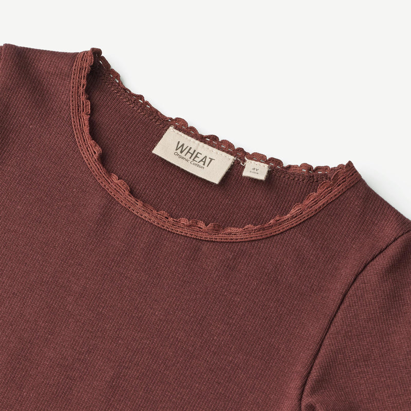 Wheat Main  Ripp-T-Shirt Reese Jersey Tops and T-Shirts 2118 aubergine