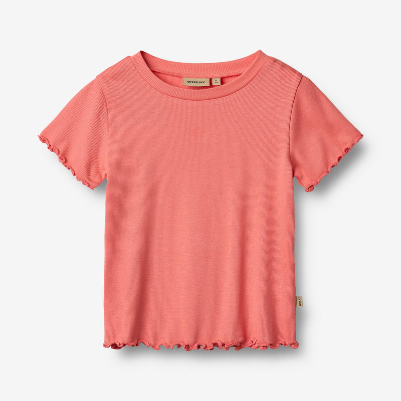 Wheat Main Ripp-T-Shirt S/S Irene Jersey Tops and T-Shirts 2216 light coral