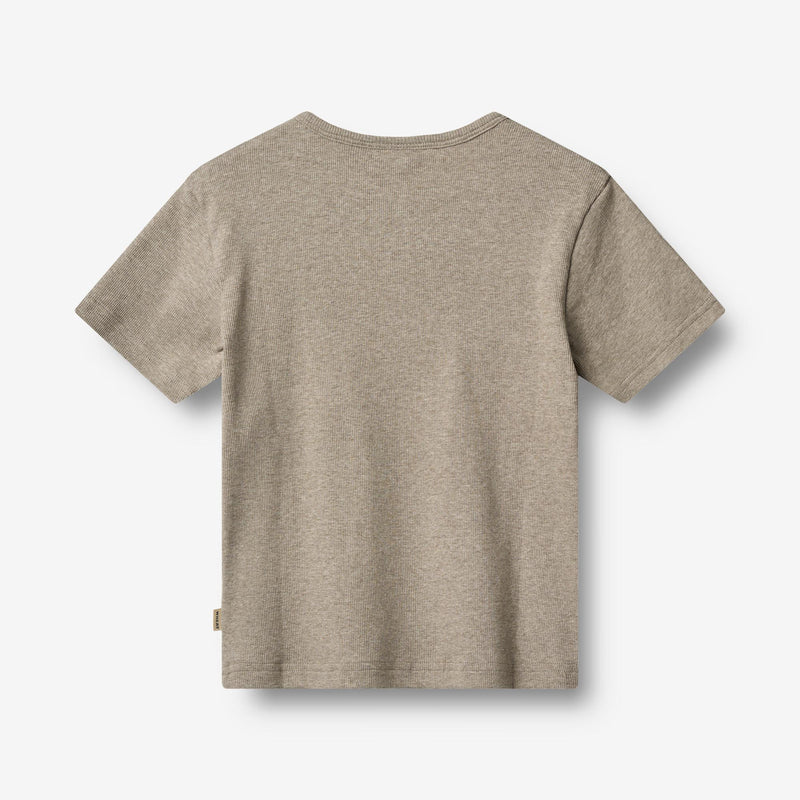 Wheat Main Ripp-T-Shirt S/S Lumi Jersey Tops and T-Shirts 0072 gravel melange