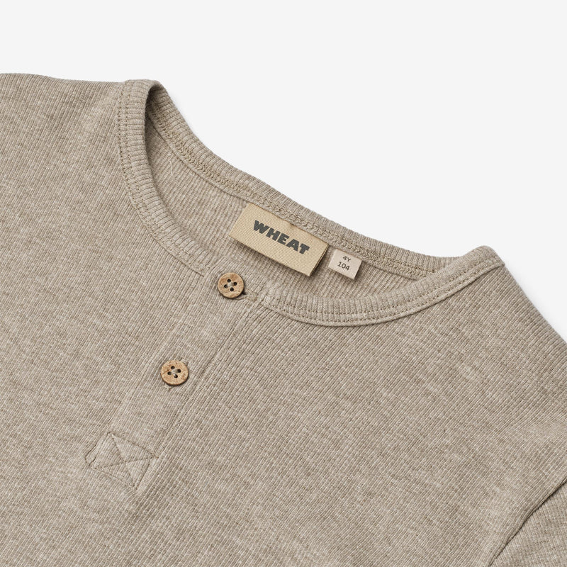 Wheat Main Ripp-T-Shirt S/S Lumi Jersey Tops and T-Shirts 0072 gravel melange