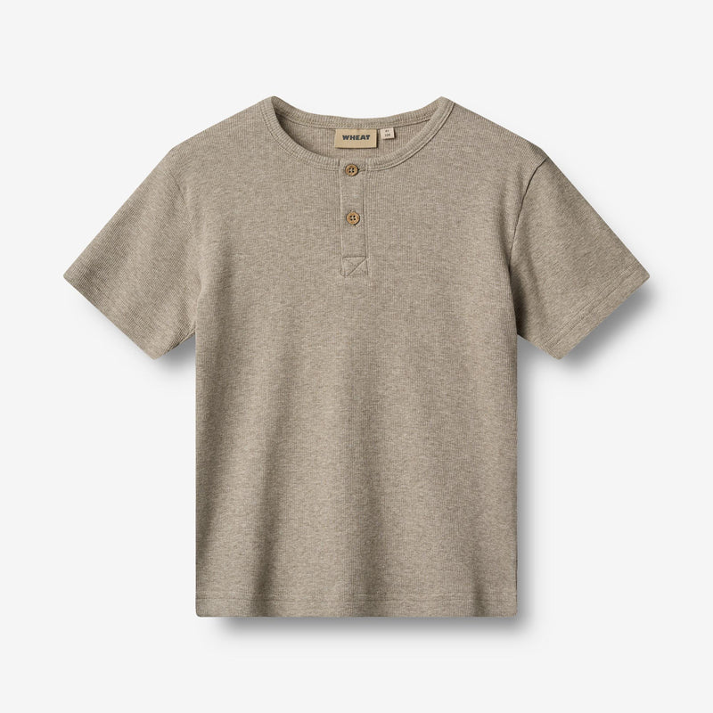 Wheat Main Ripp-T-Shirt S/S Lumi Jersey Tops and T-Shirts 0072 gravel melange