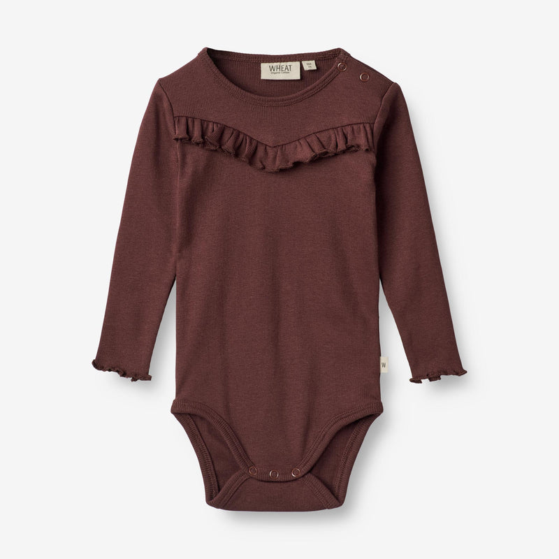 Wheat Main  Rippen-Body Elise | Baby Underwear/Bodies 2118 aubergine