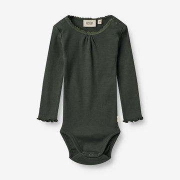 Wheat Main  Rippen-Body Lotta | Baby Underwear/Bodies 0025 black coal