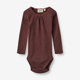 Wheat Main  Rippen-Body Lotta | Baby Underwear/Bodies 2118 aubergine