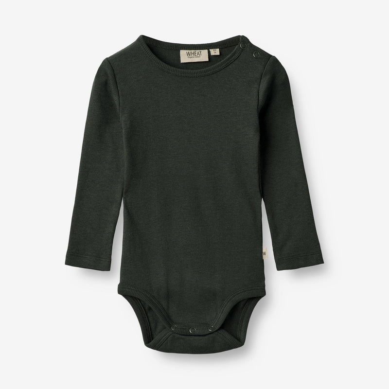 Wheat Main  Rippen-Body Peter | Baby Underwear/Bodies 0025 black coal