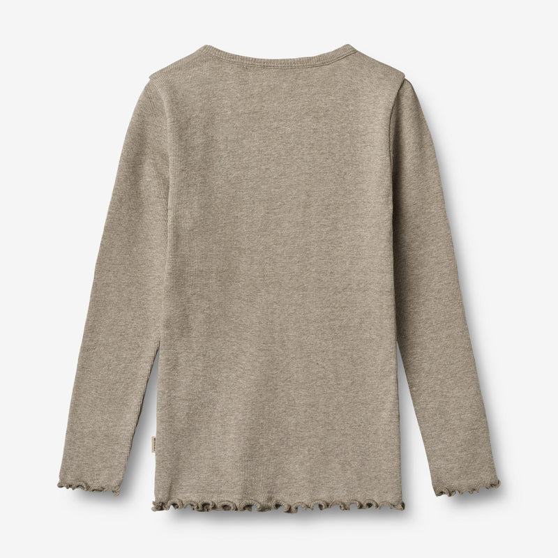 Wheat Main Rippen T-Shirt L/S Ida T-Shirt 0072 gravel melange