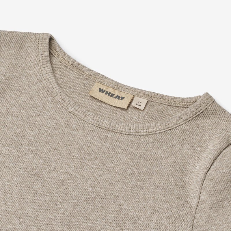 Wheat Main Rippen T-Shirt L/S Ida T-Shirt 0072 gravel melange