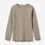 Wheat Main Rippen T-Shirt L/S Ida T-Shirt 0072 gravel melange