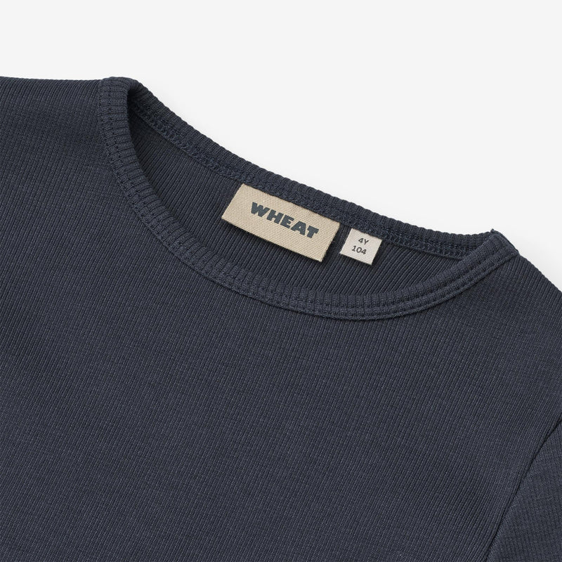 Wheat Main Rippen T-Shirt L/S Ida Jersey Tops and T-Shirts 1432 navy