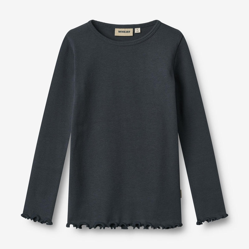 Wheat Main Rippen T-Shirt L/S Ida Jersey Tops and T-Shirts 1432 navy