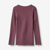 Wheat Main Rippen T-Shirt L/S Ida T-Shirt 3118 eggplant